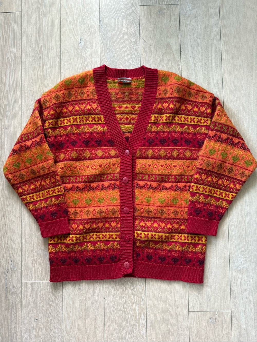 STEFANEL Fair Isle Wool Alpaca Blend Cardigan Granny Sweater Women’s Size Medium